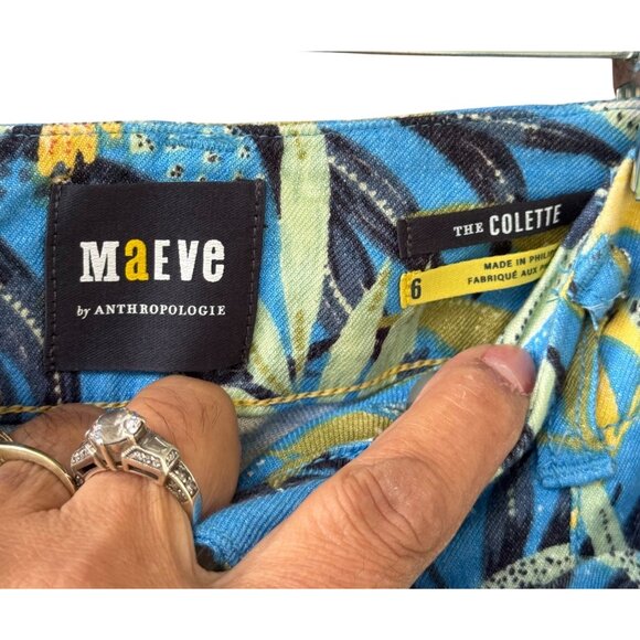 Maeve Anthropologie The Colette Tropical Print Pants Size 6 - Picture 3 of 11
